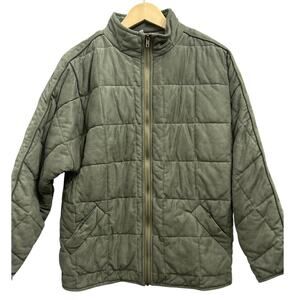Sage Green Heavy Quilted Zip Jacket Medium Utility Outerwear Fall Layer